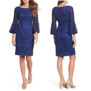 Eliza J. Elegant Cobalt Blue Lace Dress Size 8 Long Sleeve